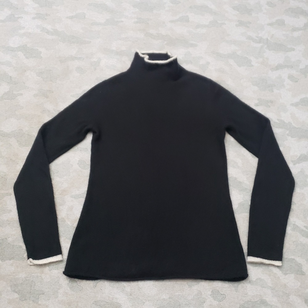 Nicole Miller Sweater Womens Medium Black 100% Cashmere Mock Neck Soft